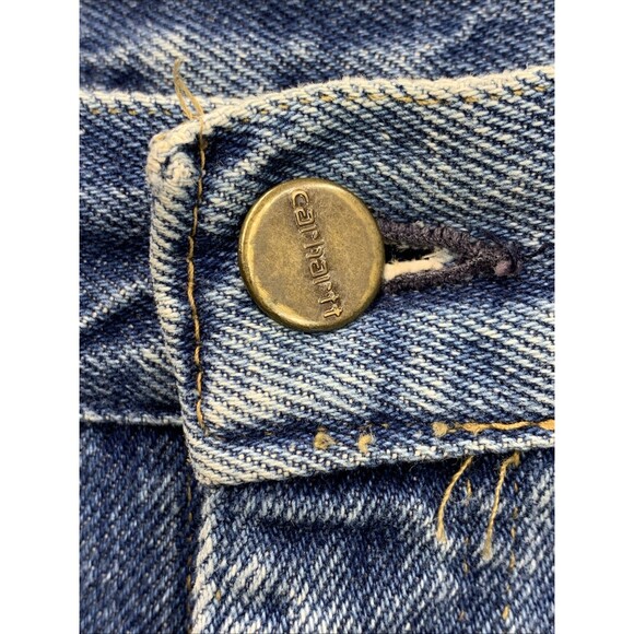 Carhartt Flannel Lined Darkstone Denim Jeans ACTUAL 36x28 Work Relaxed Fit Pants - Picture 3 of 16